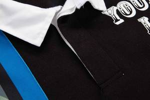 Custom Printed Polyester Long Sleeve Rugby Shirt Men's Turn-<b>down</b> Collar Breathable Striped Design Front Logo All Seasons - Product Image 3