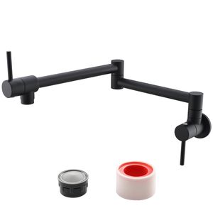 Rubinetto da Cucina a Parete in Ottone Lucido con Doppia Maniglia, 1/2FT NPT, Struttura in ABS Nero - Product Image 1