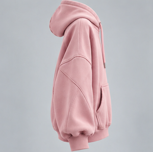 <b>Men's</b> <b>Pink</b> Hooded <b>Sweatshirt</b> Sleeve Pullover Hoodie with Kangaroo Pocket Casual Solid Top - Product Image 4