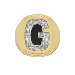 Personalized G Alphabet Signet <b>Ring</b> with Lab Created Diamond Luxury Fashion Jewelry <b>for</b> <b>Men</b> - Product Image 1
