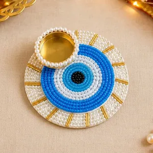 Colección AARNA, Portavelas de Pared Hecho a Mano con Adorno de Perlas y Diseño de Ojo Turco, Color Personalizado para Navidad, Pascua y Hogar - Product Image 3