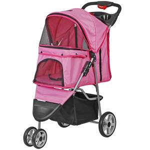 TH-PPS-268 Portable Pet Cart for <b>Camping</b> with Anti Slip Handle Three Wheel Support and UV Resistant Shade Custom OEM - Product Image 1
