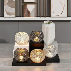 ที่ครอบเทียนโลหะเหล็กตกแต่งงานศิลป์สร้างสรรค์เรียบง่ายสไตล์เรโทรสำหรับอโรมาเธอราพีแบบโปร่ง - Product Image 2