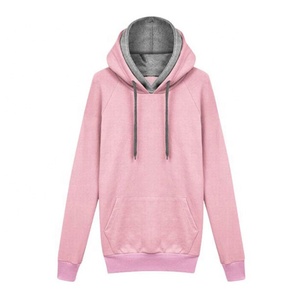 Sudadera con Capucha Rosa para Mujer, Color Sólido, Casual, Manga Larga, 100% Algodón Tejido, Transpirable, Impermeable, Ecológica, para Invierno - Product Image 3