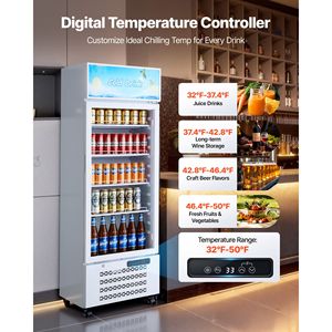 Refrigerador Comercial con Puerta de Vidrio, Enfriador de Bebidas de 9.6 Pies Cúbicos, Exhibidor Vertical - Product Image 4