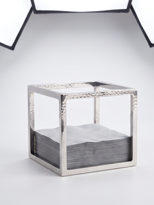 Porte-serviettes en métal texturé martelé, design boîte ouverte cubique, pour cuisine et salle à manger, vente en gros - Product Image 2