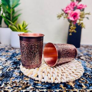 Verre artisanal noir gravé, finition antique, pour la santé ayurvédique, vaisselle de cuisine et de salle à manger - Product Image 4