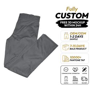 Pantalon de baseball unisexe personnalisé, coupe ajustée, antibactérien, évacuant l'humidité, avec fermeture éclair, 100 % polyester, taille élastique, sublimé uni - Product Image 1