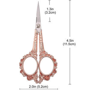 Tijeras de bordado Vintage de oro rosa de 4,5 pulgadas, tijeras de costura, tijeras artesanales afiladas para punto de cruz, costura, roscado - Product Image 4
