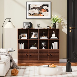Minimalist Wooden Storage <b>Shelf</b> Rectangle Standing Type Four Layers Durable Lacquered For Living Room - Product Image 5