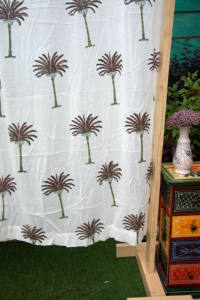 Rideau Bohème en Coton Imprimé à la Main Motif Palmier, Draperie de Fenêtre Traditionnelle Indienne, Panneau de Rideau Fait Main, Textile de Maison - Product Image 5