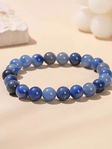 Bracelet de pierre bleue réglable fait à la main | Bijoux de guérison en cristal naturel | Cadeau de bracelet de mode Boho unisexe - Product Image 5