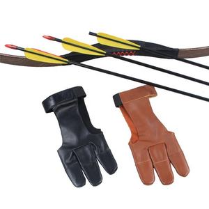 Gants de tir à l'arc en cuir noir à doigts complets, protection de la main pour cordage de tir à l'arc, fermeture de poignet réglable, pour arc classique et longbow, chasse et tir sur cible 2026 - Product Image 3