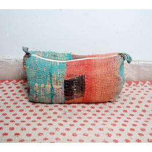 Ensemble de trois pochettes Kantha en coton faites à la main, patchwork, pochette cosmétique, cadeaux pour elle, pochette indienne faite à la main - Product Image 5