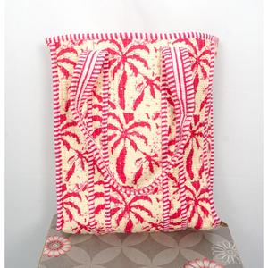 Sac fourre-tout en textile 100 % coton avec motif empreinte de paume, petite taille, poignée longue, sac de plage - Product Image 2