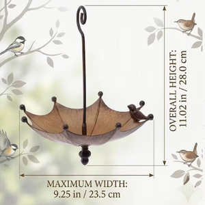 Umbrella shaped hanging metal <b>bird</b> feeder with fruit hook <b>bird</b> bowl and wild <b>bird</b> Bath with iron <b>stand</b> - Product Image 5