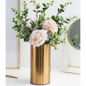 Vase de luxe en métal doré martelé, pot de fleurs rond en laiton, centre de table décoratif pour la maison, mariage, hôtel, ornement, jardinière - Product Image 5