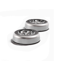 3 petites lampes de nuit tactiles à LED, sans fil, alimentées par batterie, éclairage rond pour placard, armoire, avec autocollant