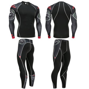 Nuevo Conjunto de Compresión de 2 Piezas para Hombres Activos, Cintura Alta Elástica, Diseño Sólido, Tela Transpirable, Venta al Por Mayor - Product Image 4