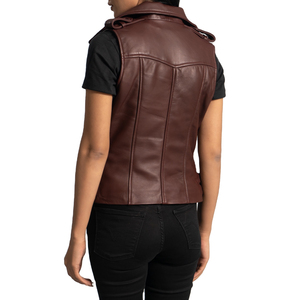 Women's <b>Leather</b> Biker Vest Slim Fit Stylish Motorcycle <b>Sleeveless</b> Outerwear V-Neck Zipper Closure Waterproof Windproof Casual - Product Image 5