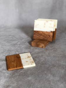 NEHA ENTERPRISES Elegant Wooden <b>Marble</b> <b>Coaster</b> Set Natural Stone Beverage <b>Coasters</b> for Hotel Restaurant Use - Product Image 6