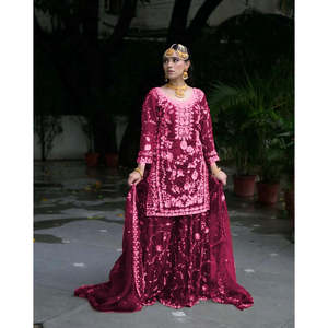 Women's Beautiful Party Wear <b>Top</b> Bottom Dupatta Set - Product Image 3