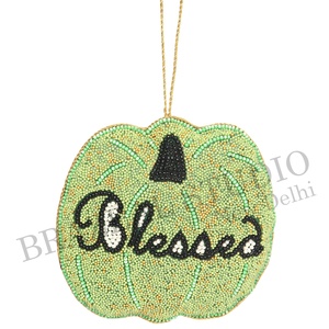 Brazeal Studio - Ornements de Noël faits main en velours et satin, écologiques, brodés de perles, personnalisés, 4 pouces (10 cm), dorés, fabriqués en usine - Product Image 5