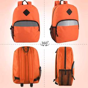 Red Casual Luxury Polyester <b>Waterproof</b> <b>Backpack</b> with Reflective Strip Zipper Closure Organic Cotton Lining for Sports Use - Product Image 2