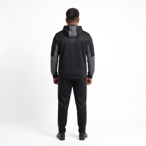 Custom <b>Charcoal</b> Black Solid Performance Quick Dry Adult Tracksuit Interlock Poly Spandex Hooded Athletic <b>Jogger</b> Set for Men OEM - Product Image 2