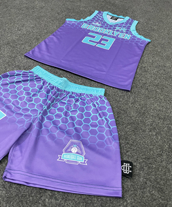 Ensemble d'uniformes de basketball personnalisés professionnels, légers, avec maillot et short imprimés par transfert thermique, motif cyan 23, unisexe adulte - Product Image 6