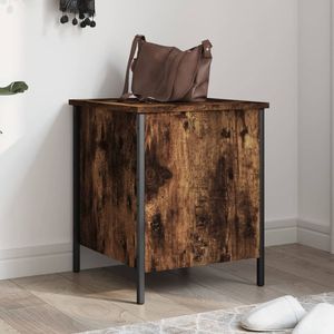 Banc de rangement compact en bois d'ingénierie chêne fumé et métal pour meubles de salon - Product Image 1