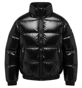 Chaqueta Acolchada Negra para Hombre, de Poliéster/Algodón, con Cuello Alto, Cierre de Cremallera, Resistente al Viento, Grosor Estándar, Abrigo Casual de Invierno, Corte Regular - Product Image 1