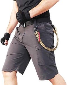 Shorts cargo décontractés pour hommes, couleur unie, anti-humidité, séchage rapide, style workwear, longueur bermuda, fermeture boutonnée, taille mi-haute, avec poches - Product Image 4