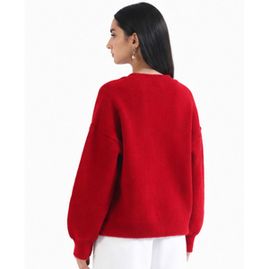 Oversized V-Neck <b>Cardigan</b> Full Sleeve Solid Color Casual Knit <b>Sweaters</b> Anti-Pilling 100% Acrylic Women's <b>Cardigans</b> <b>Sweaters</b> - Product Image 3