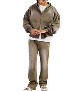 NIGHTJAR INDUSTRY Dernière Version Ensemble de survêtement à capuche délavé à l'acide, Premium, Hiver, Streetwear, Homme Femme, Respirant, Grammage Lourd, OEM - Product Image 3
