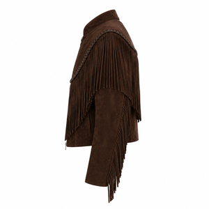 2026 <b>Men's</b> <b>Suede</b> Cowboy <b>Jacket</b> Fringe Tassel Western Biker Outerwear Vintage Fashion Zip Up <b>Jacket</b> OEM ODM Wholesale Supplier - Product Image 3