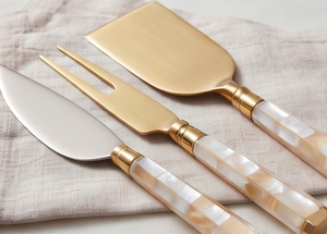 Elegant Stainless Steel Gold Color <b>Cheese</b> <b>Knife</b> <b>Set</b> With Round Resin Handles Perfect For Weddings Events And Dining Use - Product Image 2