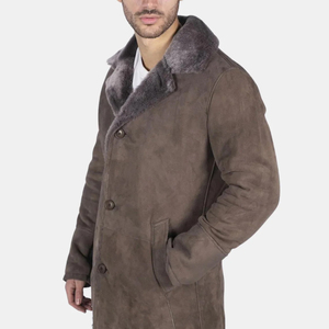 Vêtements d'extérieur en cuir et fourrure élégants pour hommes, mode d'hiver haut de gamme, vente en gros, manteau en fourrure pour hommes de qualité supérieure - Product Image 3