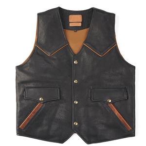 Gilet en cuir pour moto, multi-poches, style club, vêtements de moto pour les fans de choppers et de cruisers, gilet en cuir pour moto en vente - Product Image 3