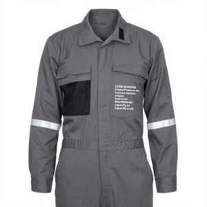 Combinaison de travail ignifuge avec logo personnalisé pour les opérateurs de centrales et le personnel des services publics, uniforme industriel 100% coton, multi-poches - Product Image 1