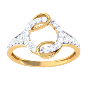 Anillo de Diamantes de Lujo en Oro de Dos Tonos con Círculos Entrelazados para Mujer, Elegante Anillo Infinito para Aniversario o Boda - Product Image 5