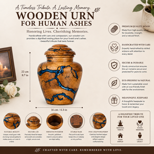 Wooden Urn for Human Ashes | <b>Memorial</b> Cremation Urn Funeral <b>Keepsake</b> <b>Box</b> Elegant Wooden Ashes Holder <b>Memorial</b> Tribute Container - Product Image 5