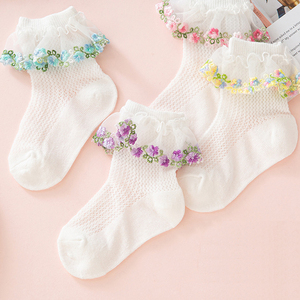 Calcetines de Verano para Niñas, Bonitos y Ligeros, con Borde de Encaje, Transpirables, de Punto Abierto - Product Image 4