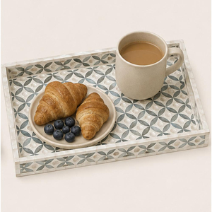 Bandeja Decorativa para Servir, Hecha a Mano, Ecológica, con Incrustaciones de Madreperla, Mosaico Geométrico, Colores Personalizables, Venta al Por Mayor para el Hogar - Product Image 6