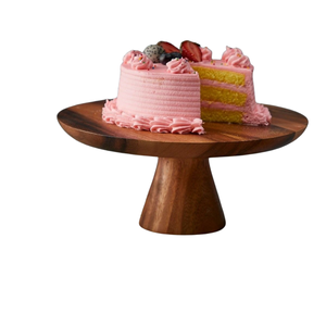Premium Acacia Wood <b>Cake</b> <b>Stand</b> 30x30x12 cm | Wooden Dessert Display Pedestal for <b>Cakes</b> Cupcakes Pastries Serving Table Decor - Product Image 1
