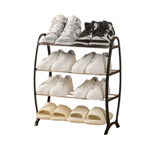 Organizador de zapatos creativo de hierro de varias capas para pasillo o sala de estar, estante de metal de 4 niveles con acabado en bronce antiguo. - Product Image 5