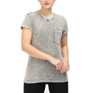 T-shirt décontracté en maille délavée pour femme, 220 GSM, coton premium, coupe ample, style streetwear vintage, conception OEM personnalisée, marque privée - Product Image 3
