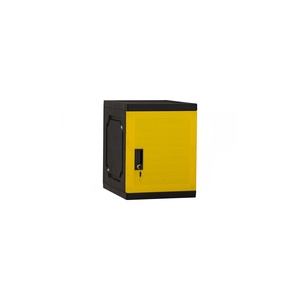 Meuble de rangement cubique moderne en PVC jaune et noir avec serrure pour bureau à domicile - Product Image 1