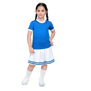 Uniforme Deportivo para Niñas de Guardería, Camiseta de Cuello Redondo y Manga Corta 100% Algodón con Falda Plisada - Product Image 1