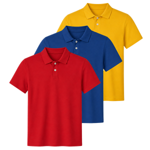 Polo en piqué à manches courtes pour homme, couleur unie, coupe classique, respirant, en coton tricoté, style décontracté, rouge, bleu, jaune - Product Image 1